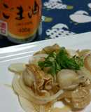 ごま油と新玉ねぎ蒸しほたて和え
