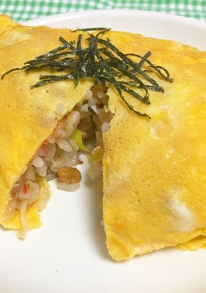 簡単な納豆チャーハン☆オムライス風に-レシピのメイン写真