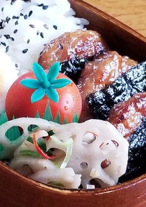 甘辛照り焼き海苔つくねお弁当☆-レシピのメイン写真