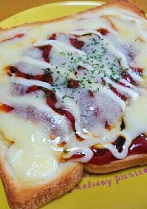簡単朝食！ハンバーグトースト-レシピのメイン写真