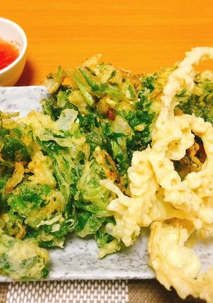 パクチーの根の天ぷらとパクチーのかき揚げ-レシピのメイン写真