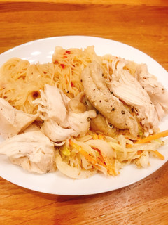 鶏肉とサラダの冷やしそうめん☆妊活ごはん-レシピのメイン写真