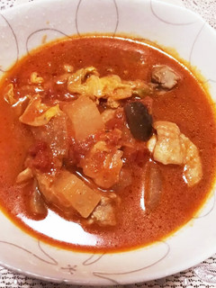 鶏肉と春キャベツ、大根のトマト味噌煮込み-レシピのメイン写真