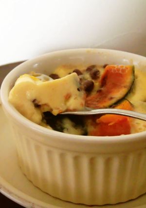 昼おやつ♪レンジでカボチャ小豆のプリン-レシピのメイン写真