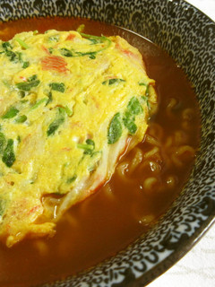 豆苗シャキシャキかに玉風辛ラーメン-レシピのメイン写真