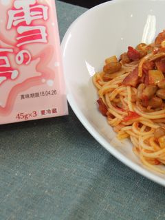 納豆トマトソーススパゲッティ-レシピのメイン写真