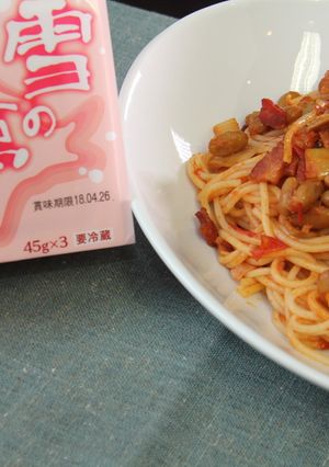 納豆トマトソーススパゲッティ-レシピのメイン写真
