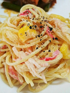 簡単!からしマヨでツナコーンサラスパ-レシピのメイン写真