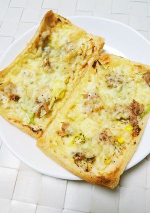 長ネギとツナの和風油揚げピザ-レシピのメイン写真