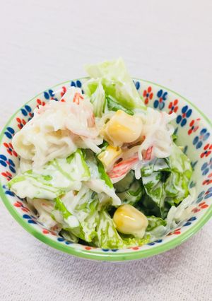 包丁いらず、茹でいらずのカニカマサラダ-レシピのメイン写真