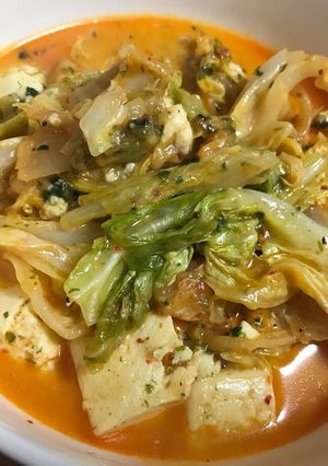 キャベツと豆腐のキムチチーズ味噌炒め-レシピのメイン写真