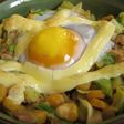 キャベツの卵のせ焼き