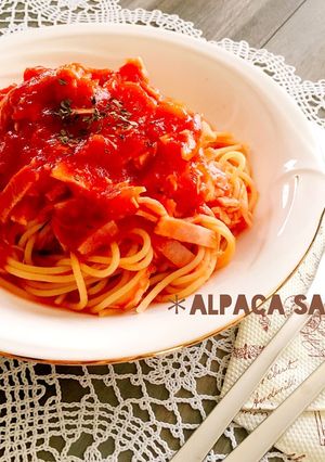 トマト缶で時短＊冷製トマトスパゲティ♡-レシピのメイン写真