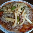 筍の水煮で簡単!ピリ辛☆青椒肉絲冷麺