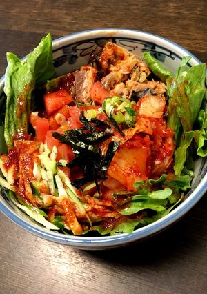 辛口ビビン麺 鯖の水煮トマトまぜまぜ！-レシピのメイン写真