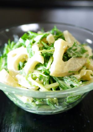 デリ風☆れんこんと水菜のわさびマヨサラダ-レシピのメイン写真