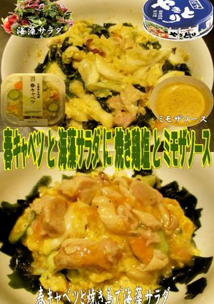 美味ドレの春キャベツと焼き鳥で海藻サラダ-レシピのメイン写真