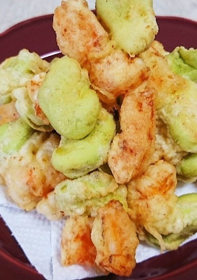 旬の空豆と海老の春色一口かき揚げ♪-レシピのメイン写真
