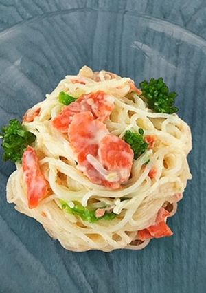低糖質!サーモンのクリームパスタ風-レシピのメイン写真
