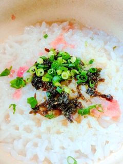 山椒風味。昆布の佃煮と梅干しのお粥-レシピのメイン写真