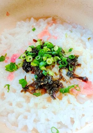 山椒風味。昆布の佃煮と梅干しのお粥-レシピのメイン写真