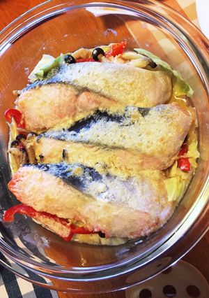銀鮭とキャベツの味噌ヨーグルト蒸し(覚書-レシピのメイン写真