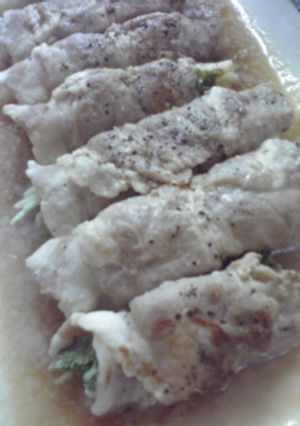 野菜も取れる！豚肉の長いも＆水菜ロール♪-レシピのメイン写真
