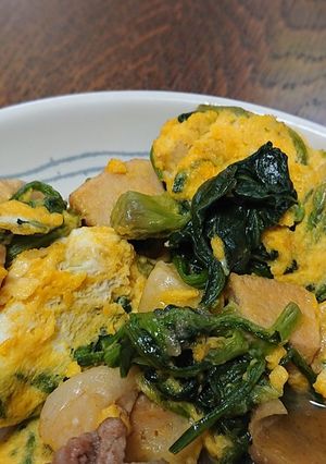 ふんわり豚もも肉とほうれん草の卵とじ-レシピのメイン写真