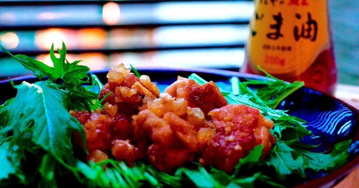 新玉ねぎと黒酢のごま油から揚げ♫ by freglo 【クックパッド】 簡単