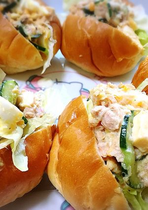 ツナとﾁｰｽﾞときゅうり卵のサンドイッチ-レシピのメイン写真