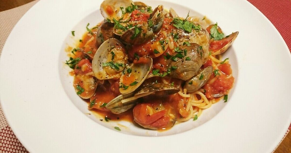 ボンゴレ・ロッソ クリーム仕立て♪ by りゅうくん大好き