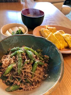 インゲンとしらたきそぼろ煮-レシピのメイン写真