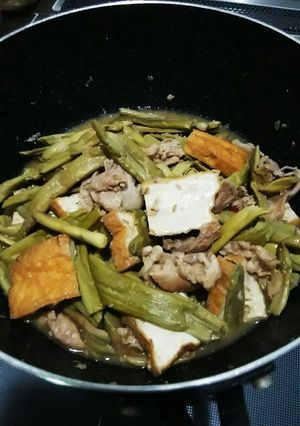 イタドリ、豚肉、厚揚げの中華風味噌炒め-レシピのメイン写真