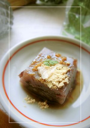 をぐらおおばこ餅　蜜と塩きな粉を添えて-レシピのメイン写真