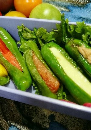 ぷちおかず♥ししとうに詰めて焼くだけ-レシピのメイン写真