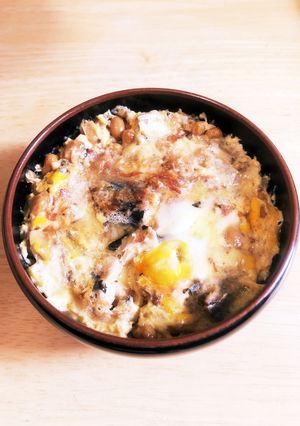 ケト ふわふわ卵の鯖納豆-レシピのメイン写真