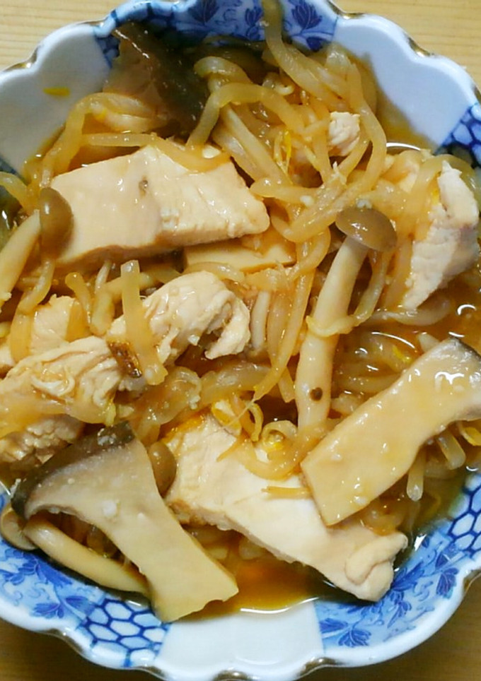 鶏むね肉ともやし きのこの和風にんにく煮-レシピのメイン写真