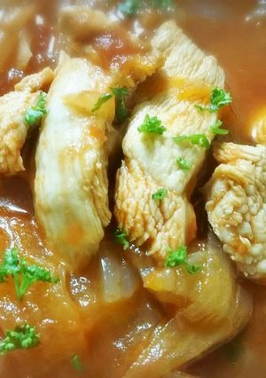 鳥のトマト煮ホットケーキシロップ入り-レシピのメイン写真