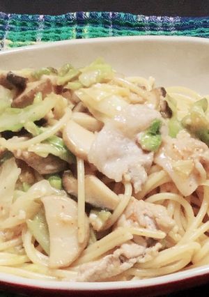 エリンギと豚肉で絶品ガリマヨスパゲッティ-レシピのメイン写真