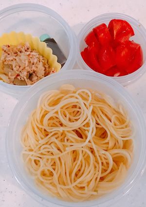 お弁当に！ツナトマト、麺つゆで冷製パスタ-レシピのメイン写真