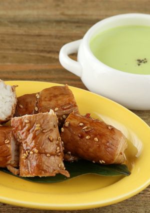 食べやすくカット♪甘辛肉巻きご飯-レシピのメイン写真
