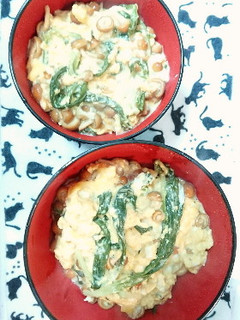 アイヌネギ×大粒なめこ×卵とじ丼-レシピのメイン写真