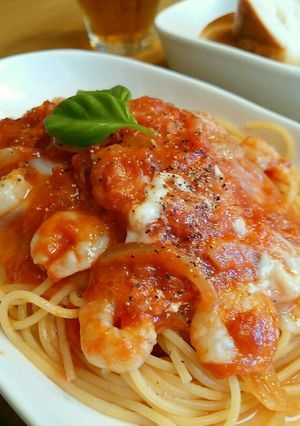 トマトソースパスタカルボナーラ風-レシピのメイン写真