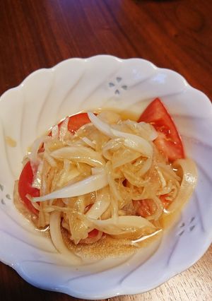 かどやの純正ごま油で新玉トマトあえ-レシピのメイン写真