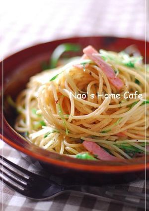 水菜&ハムの胡麻マヨパスタ-レシピのメイン写真