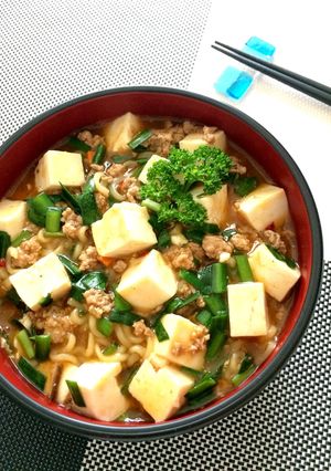 辛ラーメン＊豚挽肉にら豆腐のとろみスープ-レシピのメイン写真