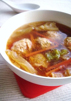 キムチ団子のお手軽スープ-レシピのメイン写真