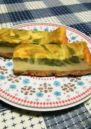 抹茶マーブルチーズケーキ酒粕入り-レシピのメイン写真