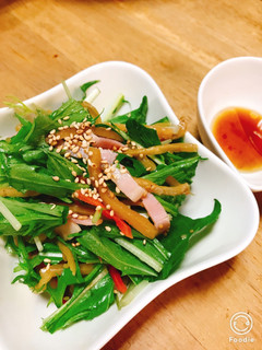 超カンタン!きんぴらごぼうと水菜のサラダ-レシピのメイン写真