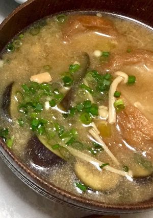 茄子と油麩の味噌汁-レシピのメイン写真